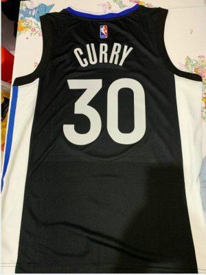 NBA 30 Curry 2019-20 Warriors Maillot noir imprimé